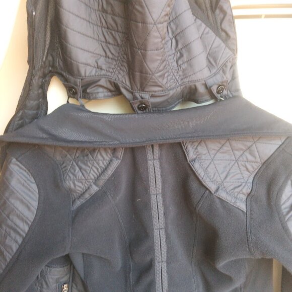 LULULEMON | 'Fleecy keen' Black Fleece Jacket  ZIp Up Fleece Removable Hood 4 - Picture 6 of 15